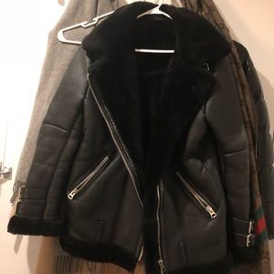 Real Leather and fur body Jacket